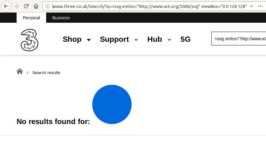 The website has a circle drawn on it.