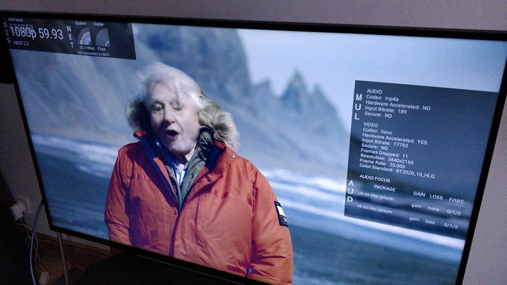 BBC video with debug information on it.