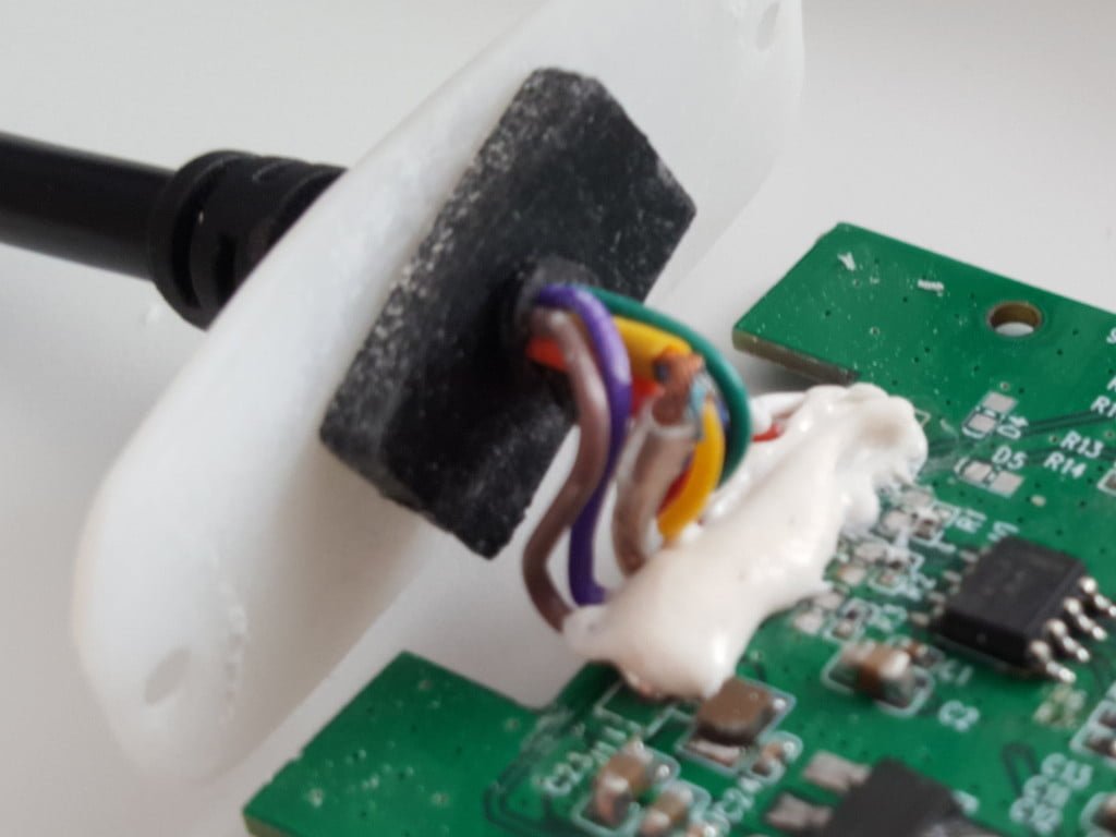 Cables running into a circuit board.