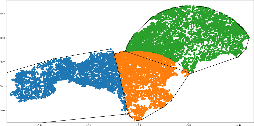 South Western tip of England split into three.