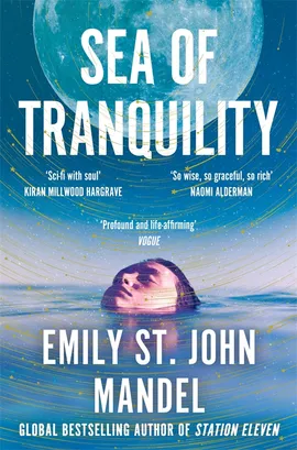 Book cover. A person floating in the sea with a large moon behind them.
